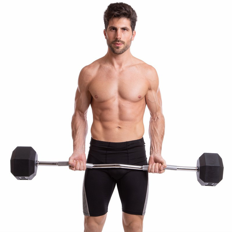 Штанга фіксована вигнута погумована Zelart 6231-40 довжина 95 см 40 кг Київ - фото 5