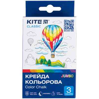 Мел Kite цветной Jumbo Classic, 3 цвета (K-077) Винница