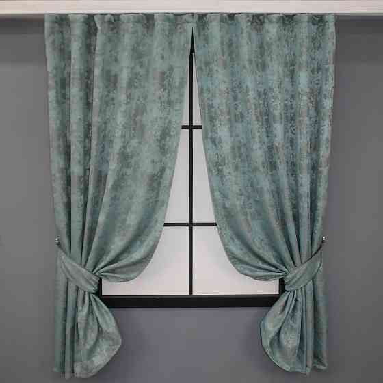 Комплект коротких штор VR-Textil Жакард Sultan XO № 1148ш Жакард Бірюзово-сірий 130х170 см 2 шт (35-0119) Київ