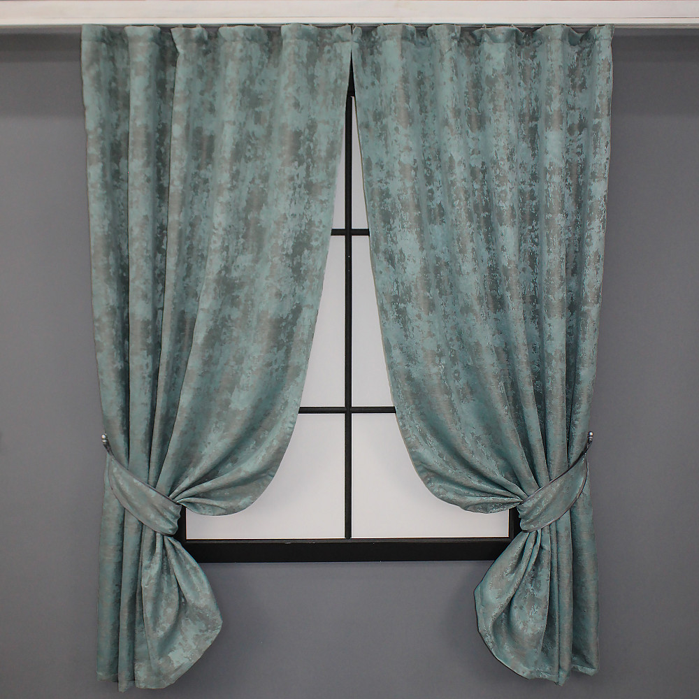 Комплект коротких штор VR-Textil Жакард Sultan XO № 1148ш Жакард Бірюзово-сірий 130х170 см 2 шт (35-0119) Київ - фото 1