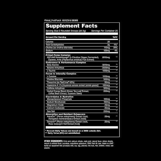 Передтренувальний комплекс Universal Nutrition Animal Primal Pre-Workout 507,5 г Fruit Punch Луцьк