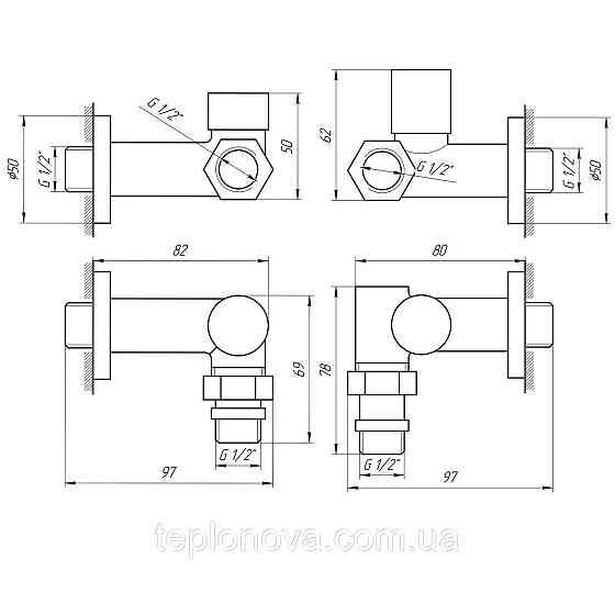 Набор Кран вентильный угловой с американкой SOLOMON LUX 1/2″  7777 TEN (2шт.) BLACK  (1уп) Черновцы