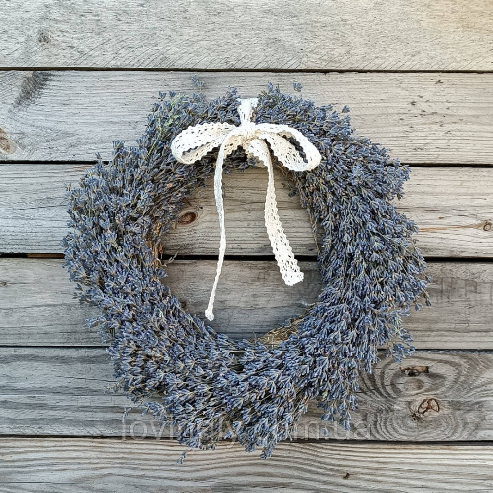 Декоративный венок из натуральных цветов лаванды диаметр 28см Ирпень - изображение 2