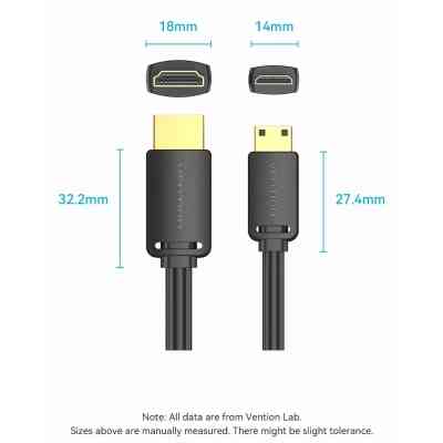 Кабель HDMI M - Mini M, 1.5 м, V2.0 4K 60Гц 18Gbps HDR Dolby Vention Винница