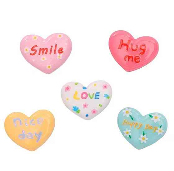 Магниты на холодильник сердца набор 5 шт kawaii пастель, декоративные магниты Love Smile Киев