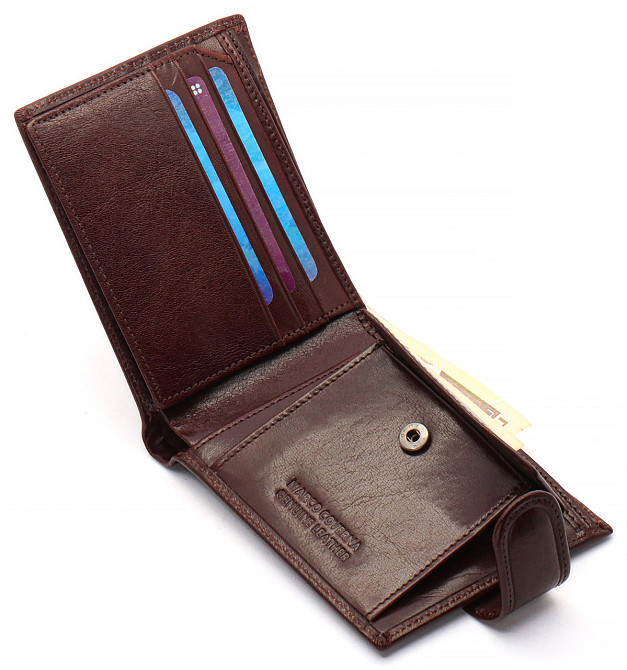 Чоловіче коричневе портмоне з натуральної шкіри Marco Coverna Київ - фото 8