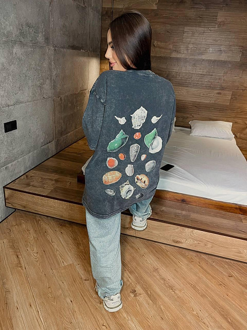 Женская оверсайз футболка с накатом в технике тай-дай трикотаж - 100% хлопок Одесса - изображение 9