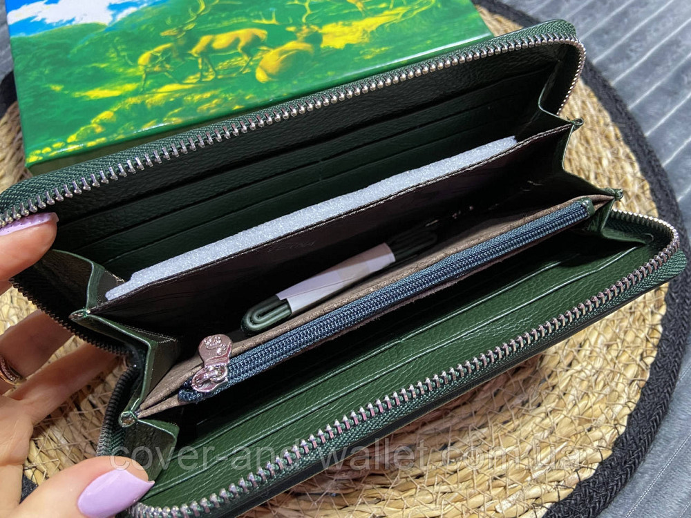 Зелений шкіряний жіночий гаманець клатч з ремінцем Marco Coverna MC 6054-7 Київ - фото 10