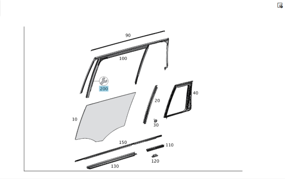 Mercedes-Benz  A1667350425 Гумовий ущільнювач - напрямна скла задніх правих дверей GL/GLS X166 Одеса