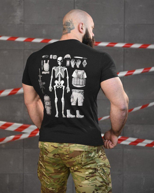 Тактическая ХЛОПКОВАЯ футболка NECRONIMICON скелет black НП5204 Одесса - изображение 1