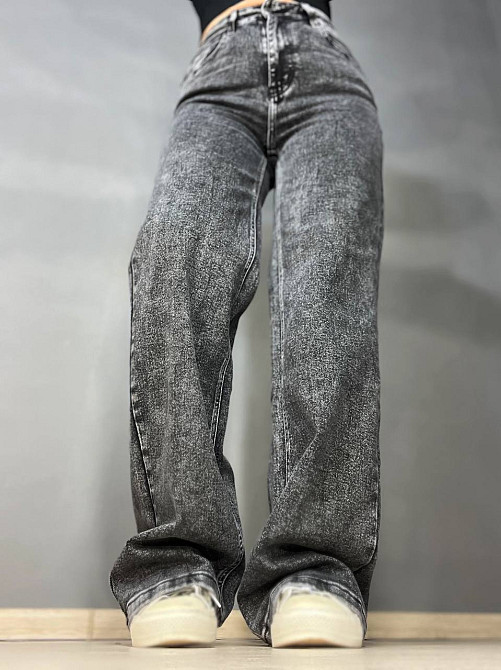 Джинси жіночі Dragon 8101 palazzo jeans палаццо рівні від стегна стрейчеві темно сірі, темно-сірий, 31, 31, 86 см, 115 см Київ - фото 8