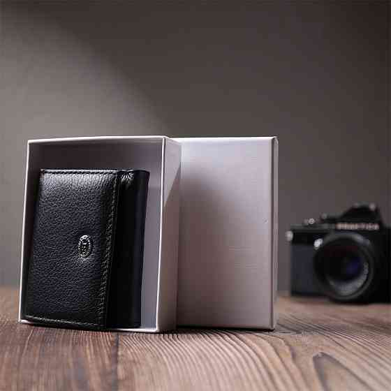 Небольшое женское портмоне с монетницей из натуральной кожи Черный (ST Leather) Киев