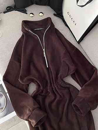 Женское теплое повседневное платье двусторонний Polar флис Шоколад Одесса