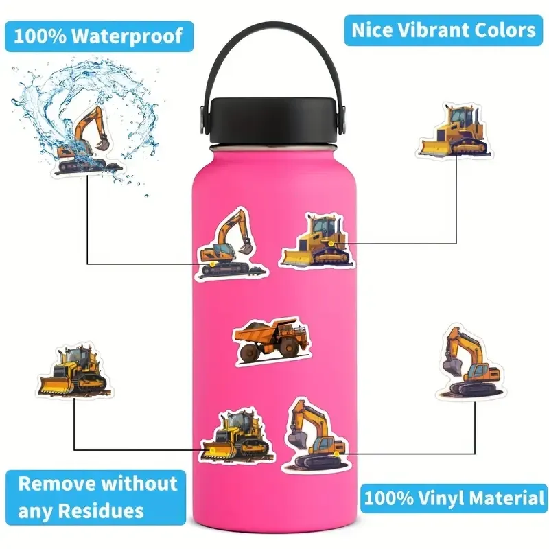 Набор стикеров «Транспорт и спецтехника» – 52 штуки, водостойкие ПВХ наклейки Киев - изображение 9