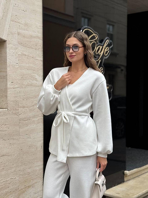 Жіночий базовий костюм-двійка: кофта та штани турецька ангора на флісі Білий, 50/52 Одеса - фото 2