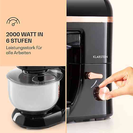 Кухонний комбайн Bella Elegance 2000 Вт/2,7 к.с./5.2 літра Неіржавка сталь Без BPA Чорний (Німеччина, Рівне