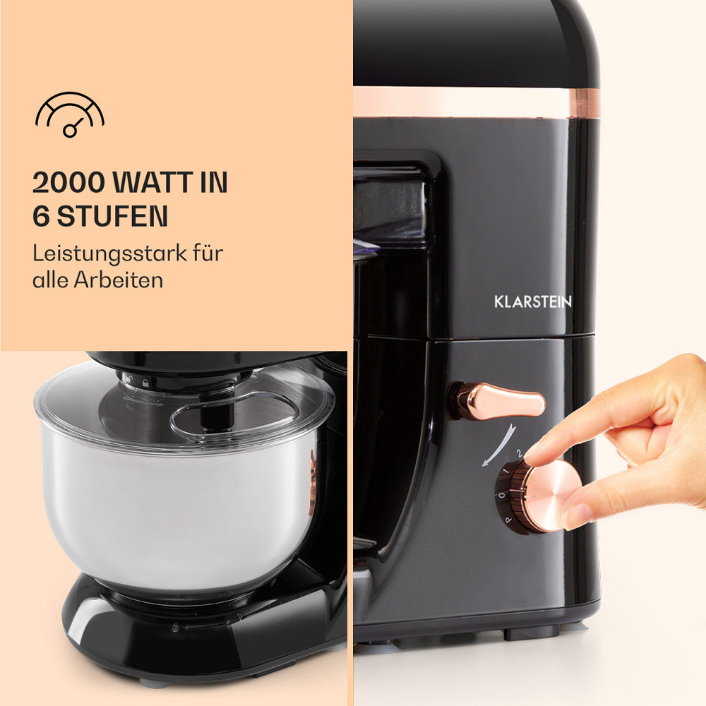 Кухонний комбайн Bella Elegance 2000 Вт/2,7 к.с./5.2 літра Неіржавка сталь Без BPA Чорний (Німеччина, Рівне - фото 3