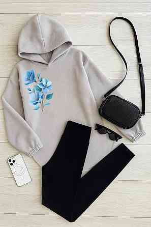 Жіночий теплий прогулянковий костюм: кофта + лосини двосторонній фліс + дайвінг на флісі Сірий, 42/44 Одеса