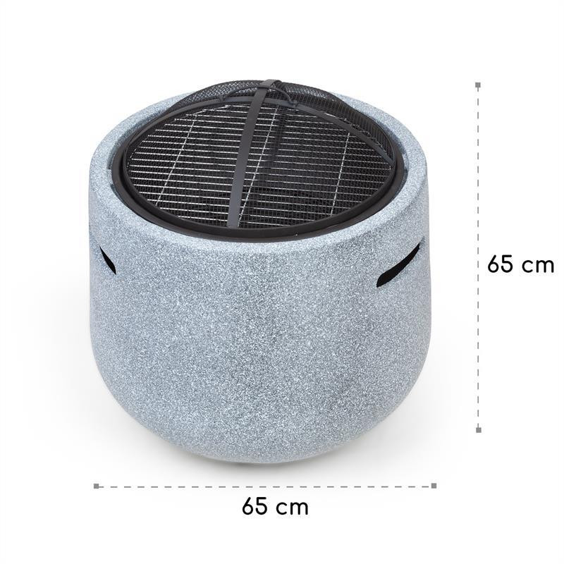 Чаша для костра Evora Ø45 см, деревянная решетка для гриля, искусственный камень, сталь, черный / имитация Ровно - изображение 9