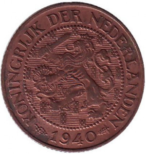 Монета 1 цент. 1940 рік, Нідерланди. Полтава - фото 1