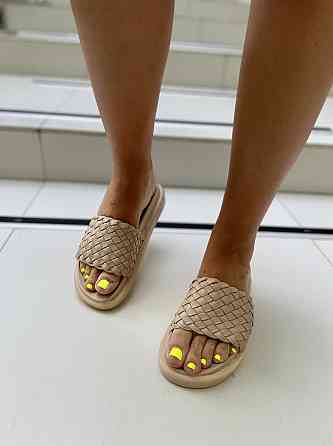 Seben Модні шльопанці жіночі еко-шкіра бежеві на низькому ходу літні Seben T115-3 р. 36, 38, 39 Коломыя