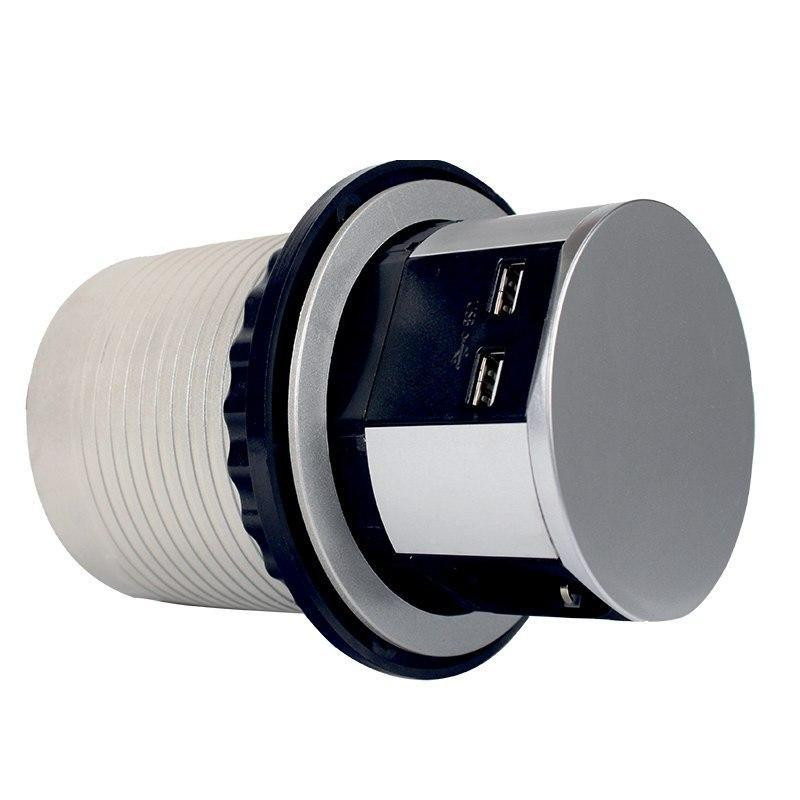 Мебельная розетка горизонтальная 3х16А, 2хUSB 2.4А, серебристый металлик Днепр - изображение 2