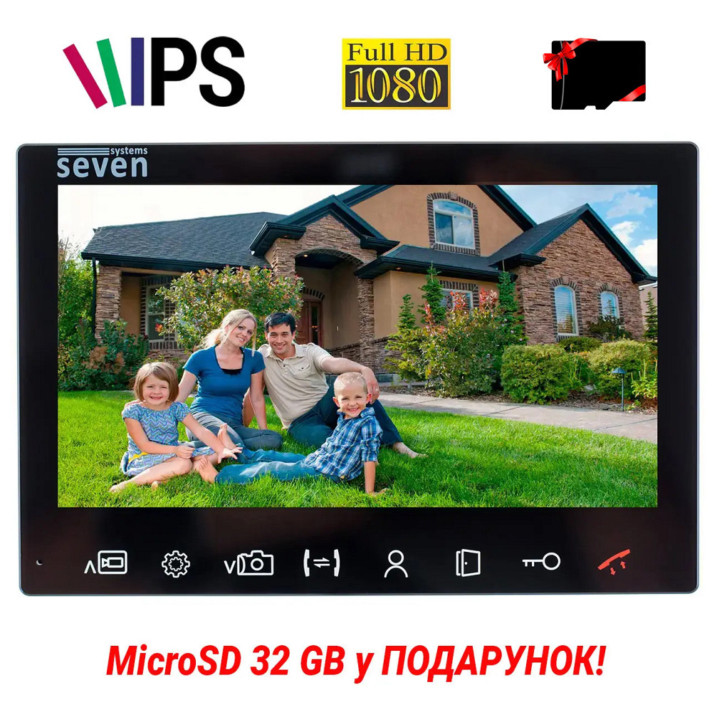 Видеодомофон 7 дюймов SEVEN DP–7575 FHD IPS black Киев - изображение 1