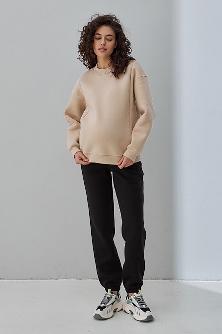 Теплые брюки - джоггеры для беременных из плотного трикотажа с начесом Berit warm XL Юла Мама Черный Кривой Рог - изображение 7