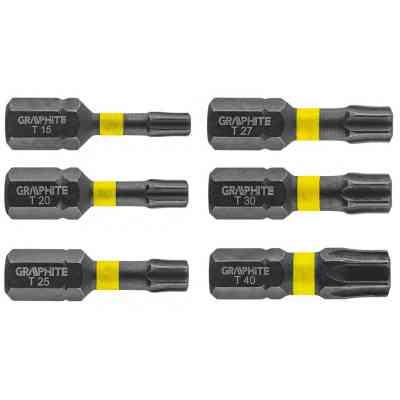 Набор бит Graphite ударных TX10/15/20/25/30/40 x 25 мм, 6 шт. (56H541) Винница