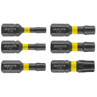 Набор бит Graphite ударных TX10/15/20/25/30/40 x 25 мм, 6 шт. (56H541) Винница - изображение 1