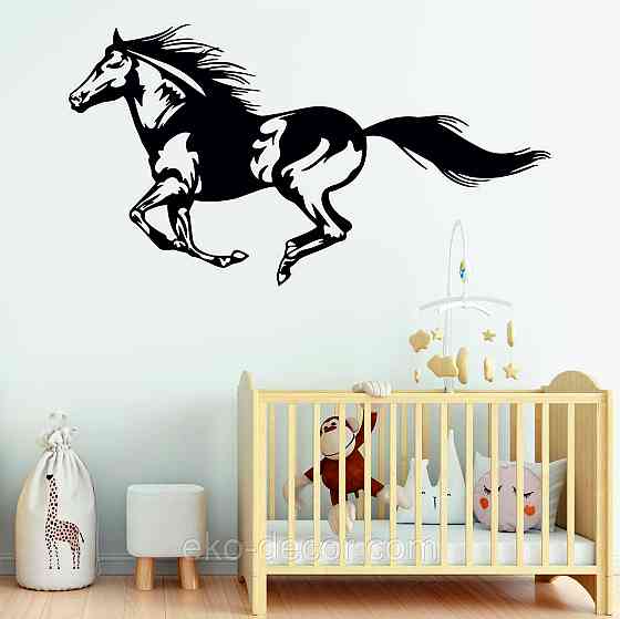 Декоративное настенное Панно «Лошадь», Декор на стену 110*59 см, Черный Киев