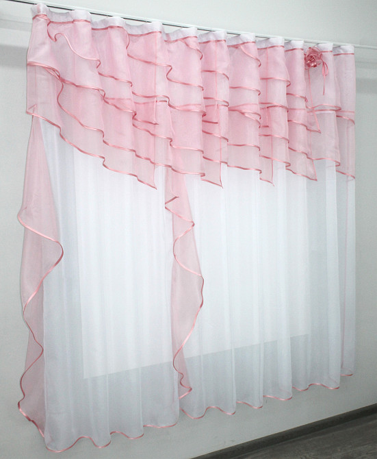 Кухонная занавеска VR-Textil № 00к розовый с белым 280х170 см (59-807) Киев - изображение 2