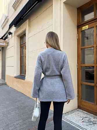 Жіночий теплий базовий кардиган із поясом турецька ангора-в'язка Сірий, 46/48 Одеса