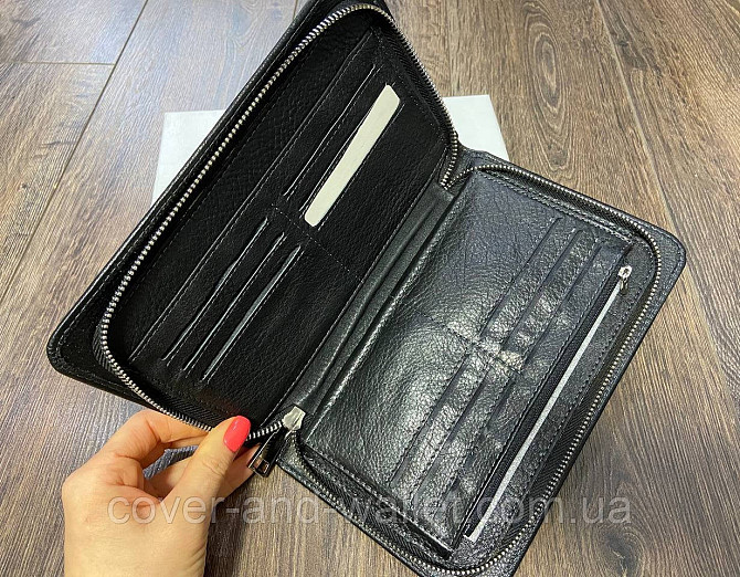Великий чоловічий клатч на блискавці з ручкою з натуральної шкіри MD Leather 7m-179 Київ - фото 3