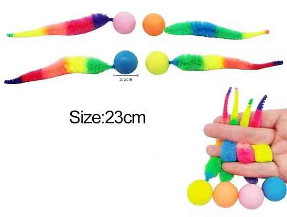 Игрушка для котов мячик попрыгунчик з хвостиком из искусственного меха 25 мм на 230 мм разноцветный Киев