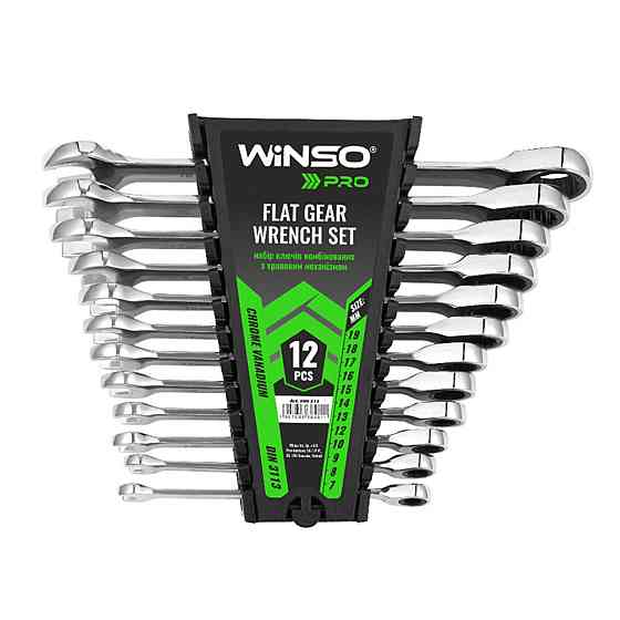 Набор ключей Winso PRO комбинированные с трещоткой CR-V 12шт (7-8-9-10-12-13-14-15-16-17-18-19мм) Київ