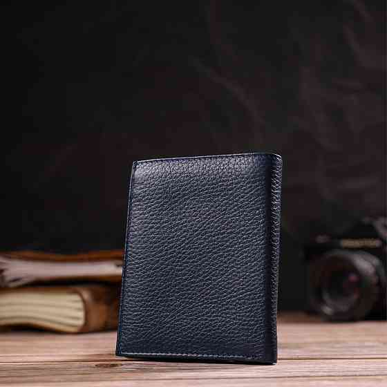 Чоловічий компактний гаманець із натуральної шкіри флотар Синій (CANPELLINI) Київ