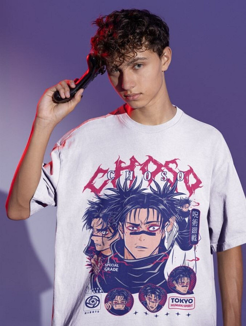 Футболка для хлопчика з аніме принтом Магічна битва оверсайз (зріст від 165 до 180) Чорний AnimeJ0812m Дніпро - фото 3