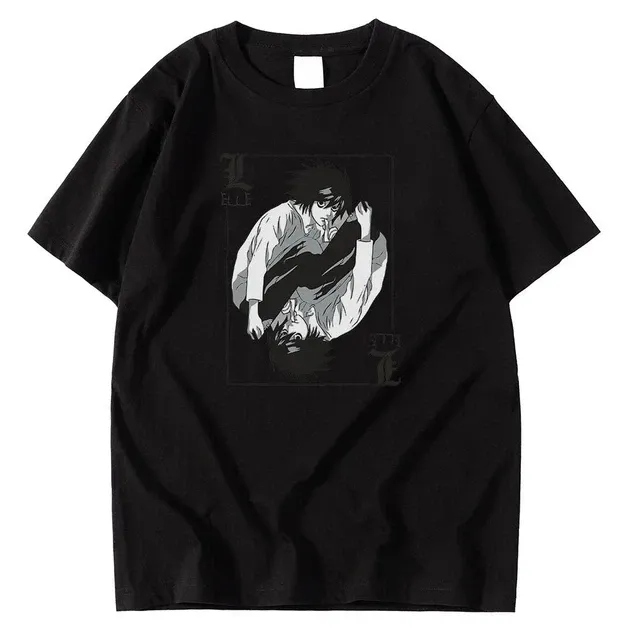 Футболка чоловіча з аніме принтом Тетрадь Смерті / Л Розмір оверсайз (S/M/L) Чорний AnimeT1031 Дніпро - фото 3