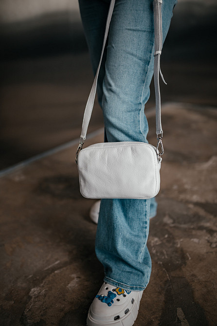 Женская сумочка, Стильная сумка из натуральной кожи, Маленькая белая сумка клатч на каждый деньMasterSem Киев - изображение 2