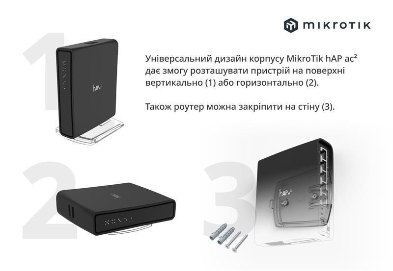 Бездротовий маршрутизатор Mikrotik hAP AC2 (RBD52G-5HACD2HND-TC) Black Харків - фото 8