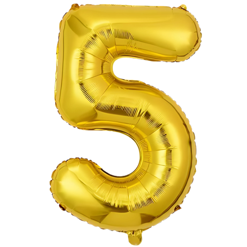Воздушный шар в виде цифры 5 золотой,40 дюймов, фольгированый, для праздников: дня рождения, юбилеев,годовщин Каменец-Подольский - изображение 2
