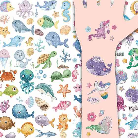 Набор детских блестящих временных тату «Морские животные» kids-tatto-see-set10 Винница