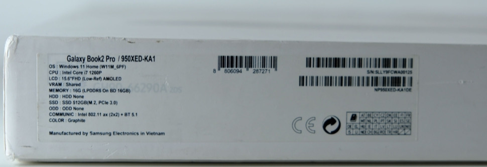 Ноутбук Samsung Galaxy Book 2 Pro, 15" i7 1260P / 16/512Gb. Харків - фото 3