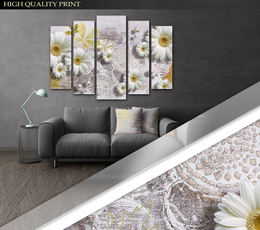 Модульна картина у вітальню / спальню Абстракція Ромашки Art-373_5 ( 80х118см ) Київ - фото 2