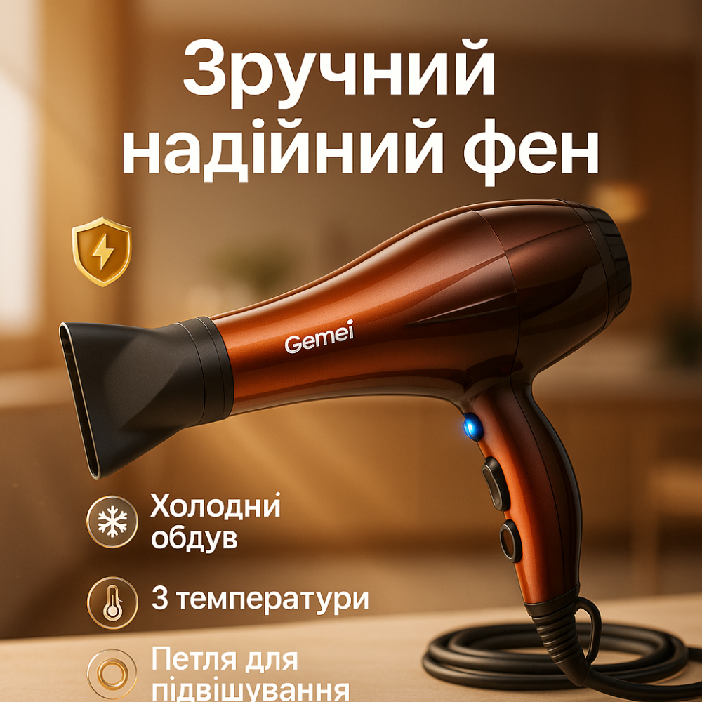 Мощный фен для сушки и укладки волос, Фен профессиональный домашний для волос с режимами SD-65 Львов - изображение 3