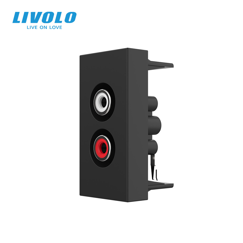 LIVOLO Аудіо розетка RCA (тюльпан) LIVOLO, чорна, модуль 0.5 поста, для колонок / підсилювача ( Коломия - фото 4