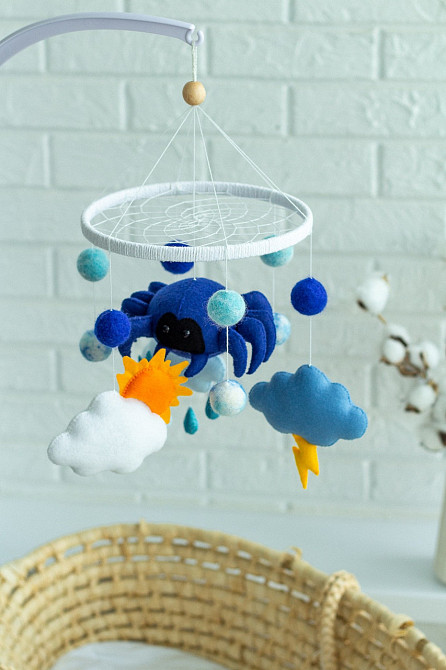 Дитячий мобіль на ліжечко для немовлят ручної роботи WooolyWool «Прогноз погоди» Київ - фото 7