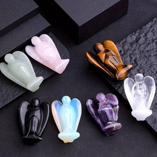 Ангел із натурального каменю тигрове око 4,2 см, фігурка янгола з каменю, талісман захисту та удачі Київ - фото 2