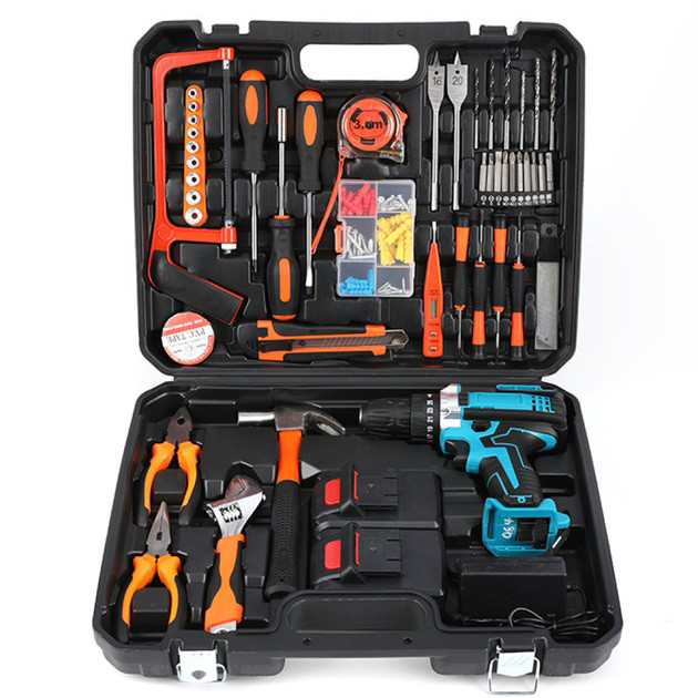 Аккумуляторный шуруповерт с набором инструментов + 2 аккумулятора, ударный шуруповёрт + кейс HT-48 Львов - изображение 1